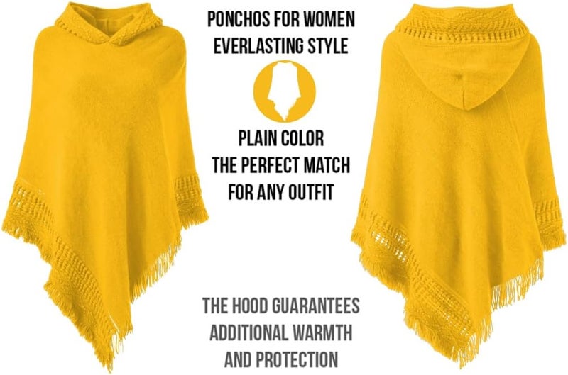 Ferand Ladies' Hooded Cape with Fringed Hem, Crochet Poncho Knitting Patterns for Women - Image 3