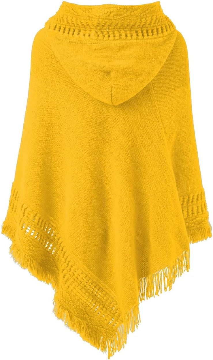 Ferand Ladies' Hooded Cape with Fringed Hem, Crochet Poncho Knitting Patterns for Women - Image 2