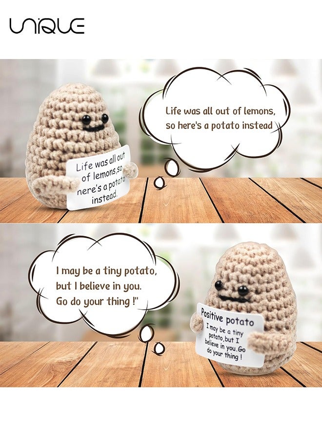 يونيك قطعتان من البطاطس الصغيرة المرحة للحياة الإيجابية، 3 بوصات مثيرة للاهتمام من الصوف المحبوك دمية البطاطس الإبداعية اللطيفة والمضحكة من البطاطس للحياة الإيجابية لهدايا عيد الميلاد وتشجيع تزيين الحفلات - Image 5