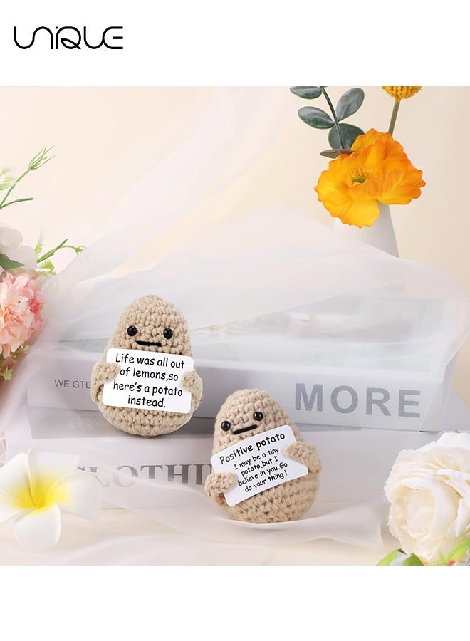 يونيك قطعتان من البطاطس الصغيرة المرحة للحياة الإيجابية، 3 بوصات مثيرة للاهتمام من الصوف المحبوك دمية البطاطس الإبداعية اللطيفة والمضحكة من البطاطس للحياة الإيجابية لهدايا عيد الميلاد وتشجيع تزيين الحفلات - Image 4