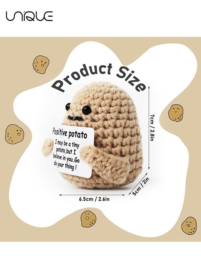 يونيك قطعتان من البطاطس الصغيرة المرحة للحياة الإيجابية، 3 بوصات مثيرة للاهتمام من الصوف المحبوك دمية البطاطس الإبداعية اللطيفة والمضحكة من البطاطس للحياة الإيجابية لهدايا عيد الميلاد وتشجيع تزيين الحفلات - Image 2