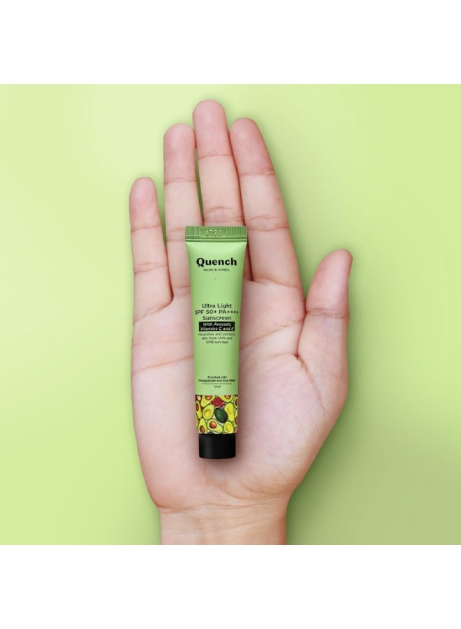 كوينش كريم كوينش بوتانيكس فيتامين E فائق الخفة بعامل حماية من الشمس 50+ PA++++ واقي من الشمس لجميع أنواع البشرة لبشرة متوهجة | غير دهني وغير لزج | لا يلقي الأبيض | حماية من الأشعة فوق البنفسجية فئة A وB | صنع في كوريا | للجنسين (ميني - 15 مل) - Image 4