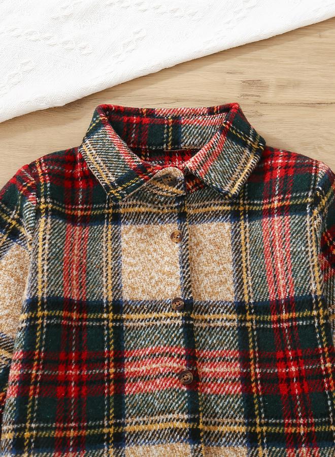 تايك تو قميص أولادي طويل الأكمام بنقشة مربعات - Image 3