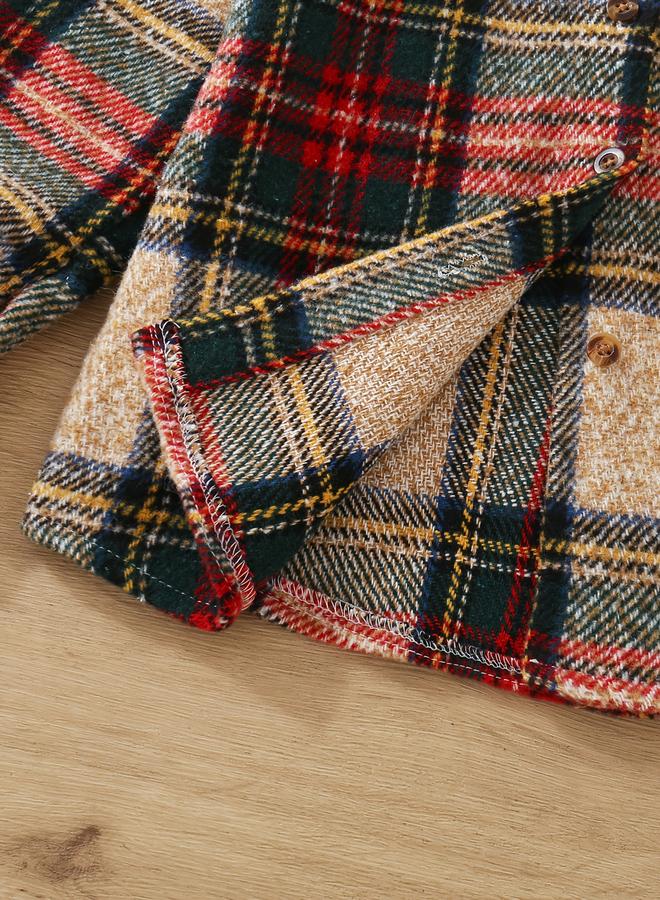 تايك تو قميص أولادي طويل الأكمام بنقشة مربعات - Image 4