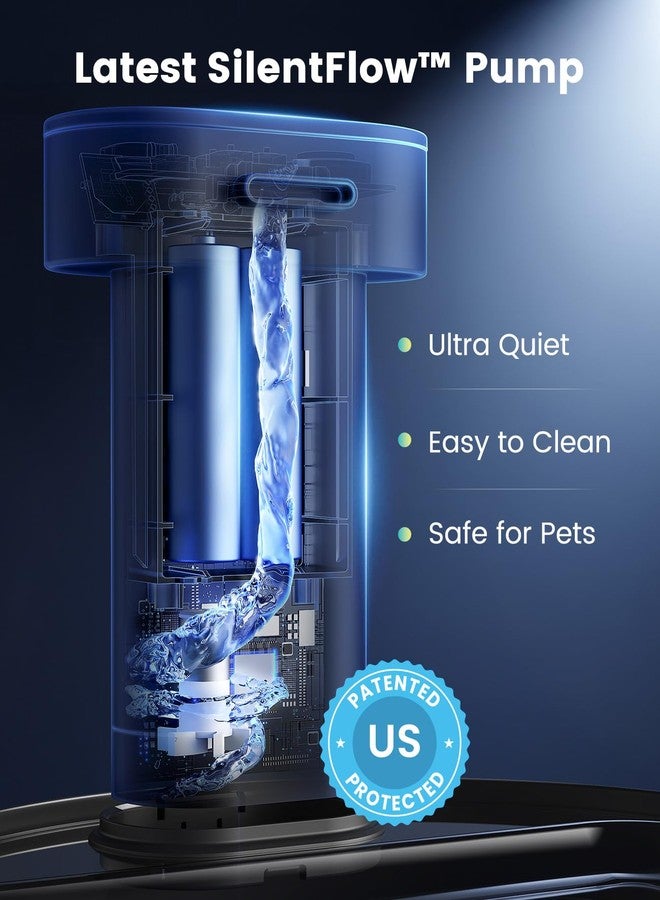 Oneisall Stainless Steel Cat Water Fountain,Quiet Water Fountain，Water Level Window,3.2L Pet Water Fountain Cat Drinking Fountain Indoor - Image 2