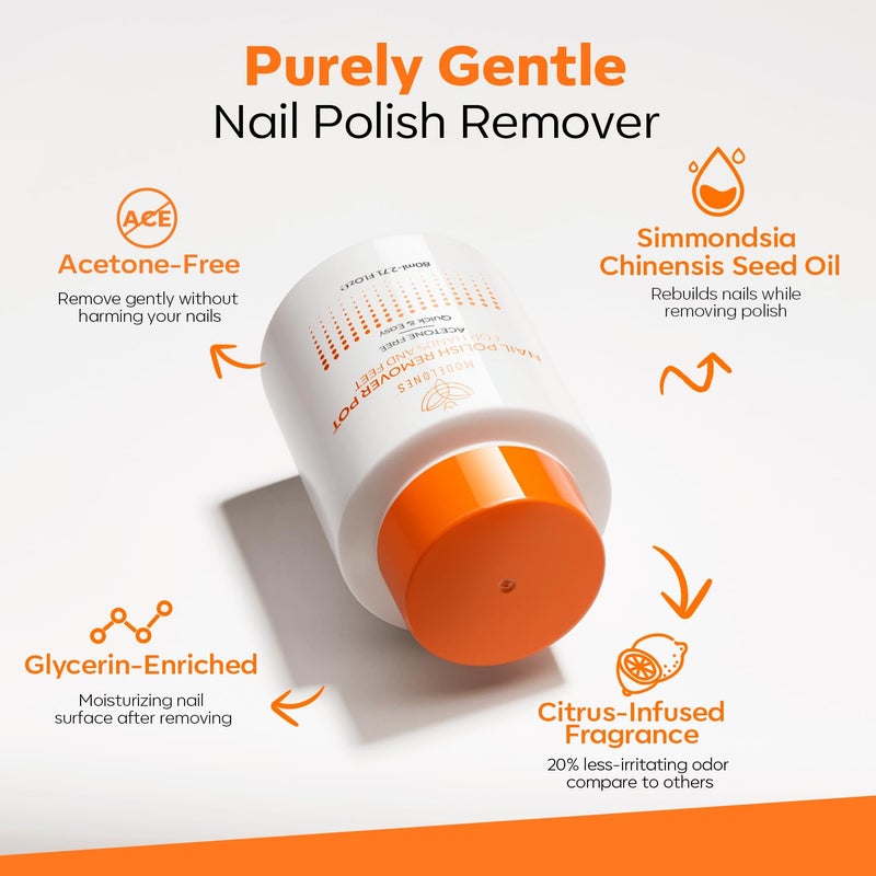 Modelones Acetone-Free Non-Drying Nail Polish Remover Pot with Jojoba Oil and Extra Sponge-Top Lid, Fingernail Polish Removal Gentle Formula for Salon & Home Nail Art 2.71 Fl Oz - Image 5