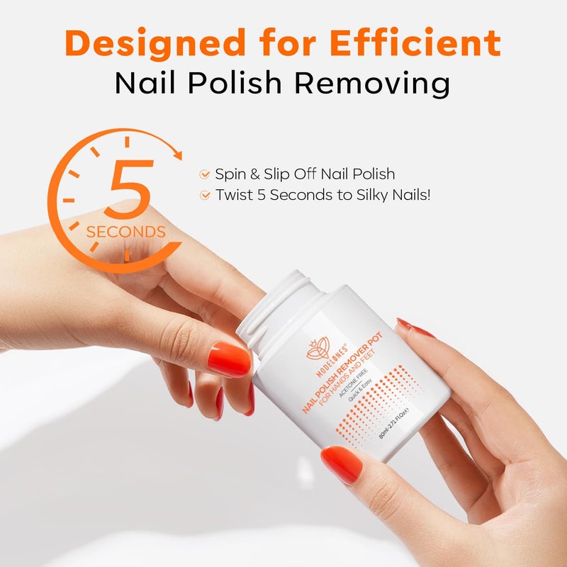 Modelones Acetone-Free Non-Drying Nail Polish Remover Pot with Jojoba Oil and Extra Sponge-Top Lid, Fingernail Polish Removal Gentle Formula for Salon & Home Nail Art 2.71 Fl Oz - Image 2