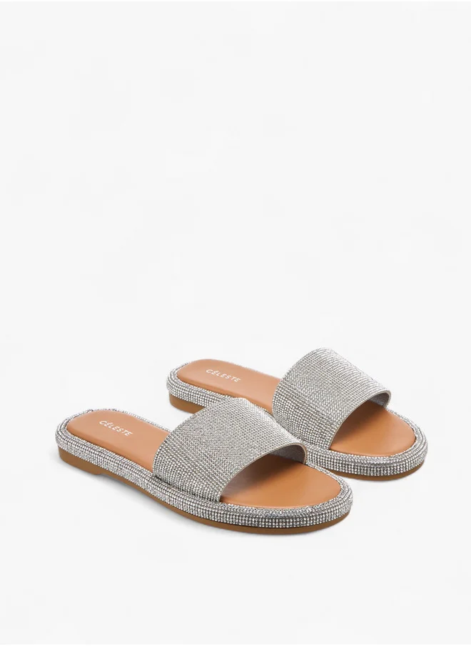 سيليست Women's Embellished Slip-On Sandals - A1044-27