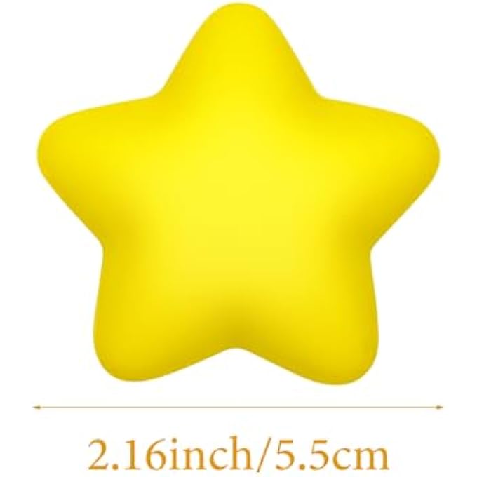 Hxezoc 20 Pieces Yellow Star Stress Ball Cute Star Squeeze Anxiety Bulk Toy Balls for School Reward,Carnival Prizes,Party Favors,Hand Exercise Supplies - Image 2