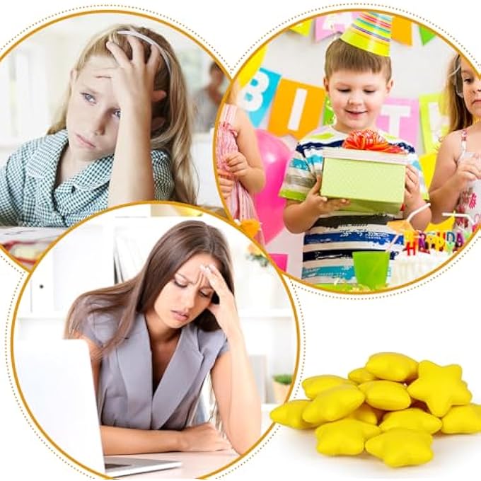Hxezoc 20 Pieces Yellow Star Stress Ball Cute Star Squeeze Anxiety Bulk Toy Balls for School Reward,Carnival Prizes,Party Favors,Hand Exercise Supplies - Image 4