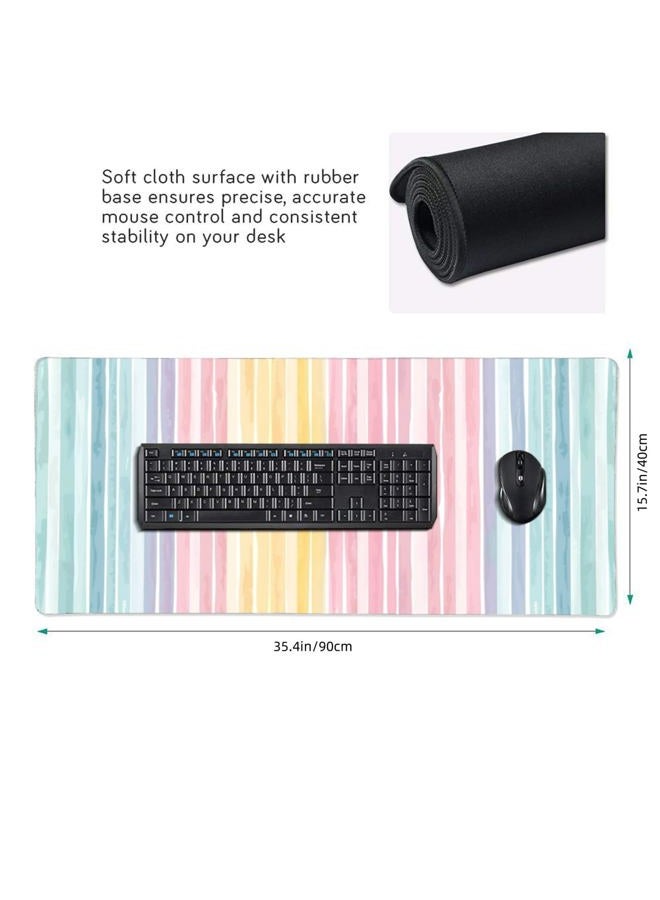KOBWOPI 35.4 x 15.7 in, XXL Large Mouse Pad for Desk, Extended Keyboard Mouse Mat for Computer Office, Big Laptop Mouse pad, Gaming pc-Colorful Striped Rainbow - Image 3