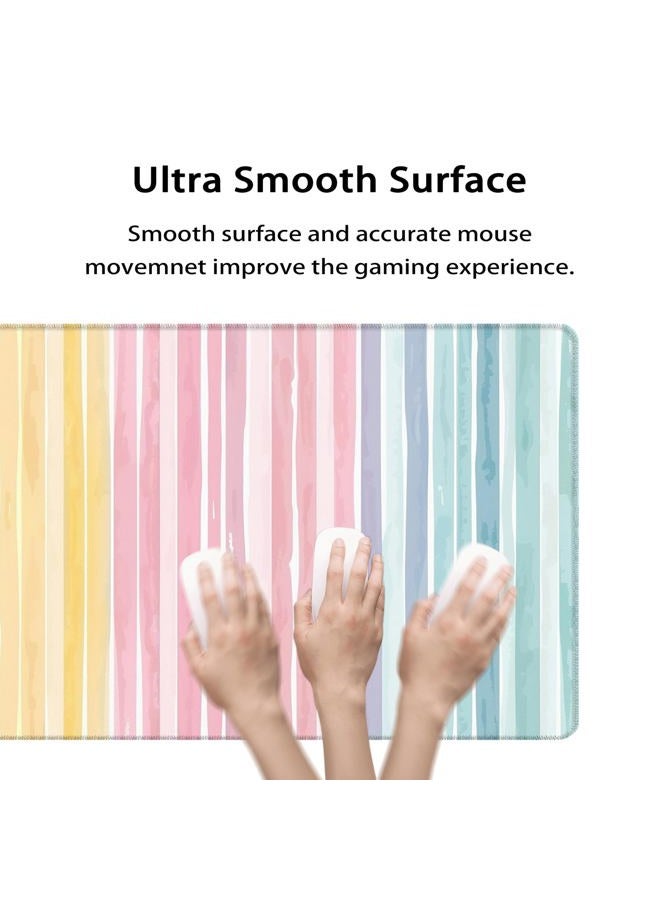 KOBWOPI 35.4 x 15.7 in, XXL Large Mouse Pad for Desk, Extended Keyboard Mouse Mat for Computer Office, Big Laptop Mouse pad, Gaming pc-Colorful Striped Rainbow - Image 5