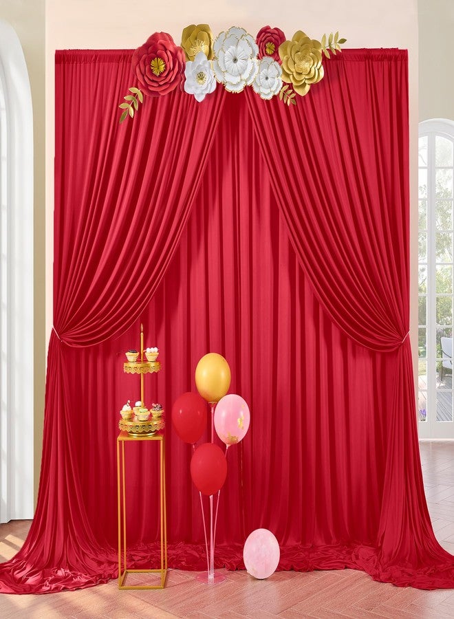 NSSONBEN 30ftx10ft Wrinkle Free Red Backdrop Curtains for Parties, 6 Panels 5x10ft Silky Polyester Photo Backdrop Drapes for Wedding Birthday Christmas Party Photography Background - Image 5
