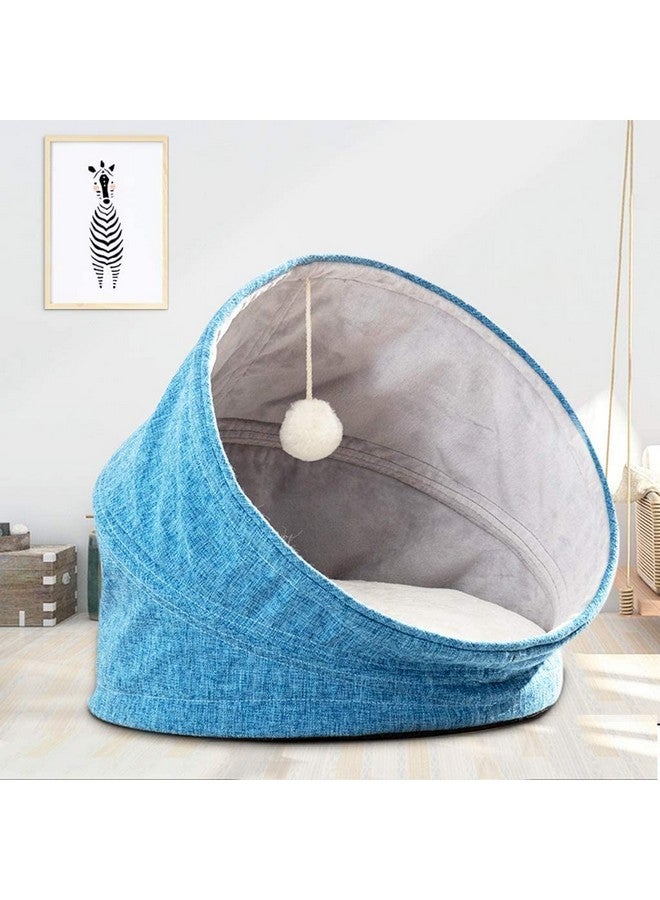 Emily Pets Cat Bed Pet Bed Folding Cat Bed Four Seasons Universal Small Pet Bed Removable And Washable Semi-Closed Cat House(Color Blue, Size 45.40Cm) - Image 2