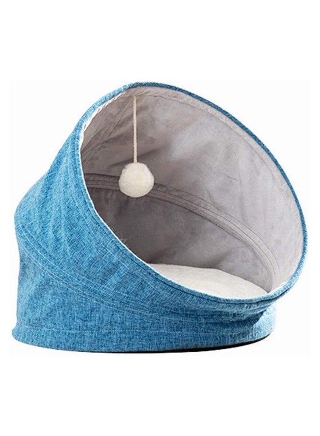Emily Pets Cat Bed Pet Bed Folding Cat Bed Four Seasons Universal Small Pet Bed Removable And Washable Semi-Closed Cat House(Color Blue, Size 45.40Cm) - Image 1