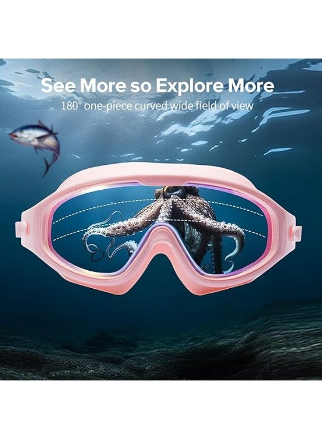 Swim Goggles No Leaking Anti-Fog Pool Goggles Swimming Goggles for Adult Men Women Youth, UV Protection 180° Clear Vision Pink - Image 3