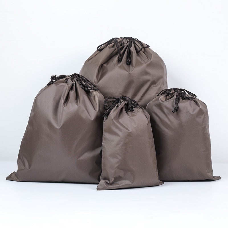 Portable Nylon Waterproof Travel Storage Bag Drawstring Pouch Socks Clothing Organizer Travel Packing Bag Coffee 