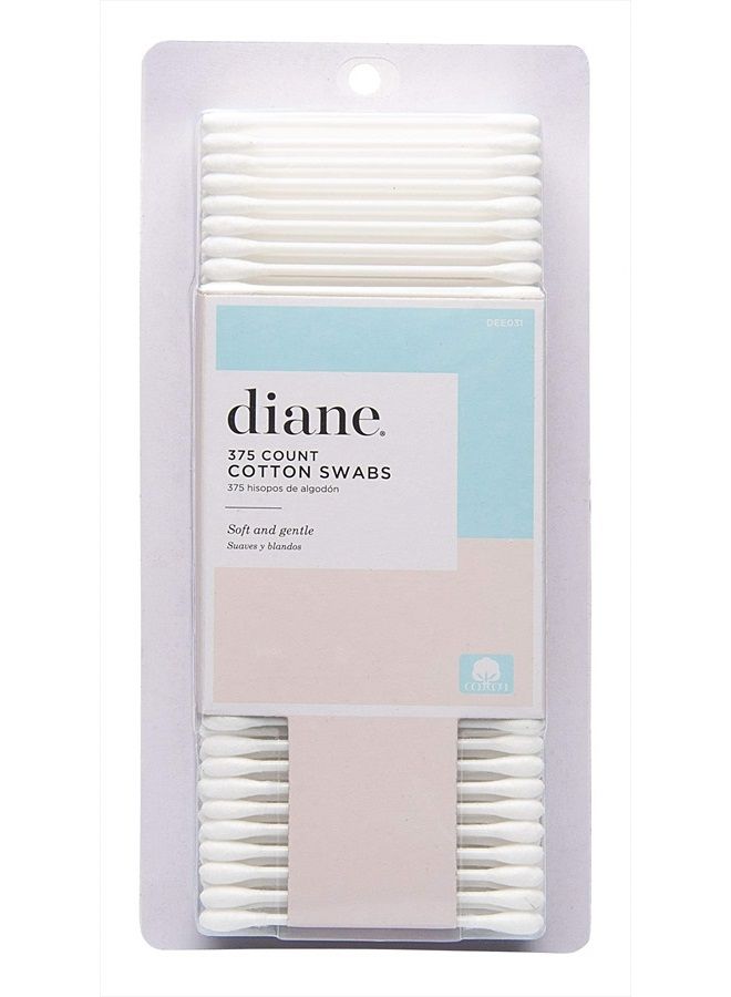 Diane Cotton Swabs 100% Real Cotton Tip Sticks Soft, Gentle on Face, Makeup, and Beauty Applicator, Nail Polish Removal 3 Inches Long, DEE031-375 Count (Pack of 1) - Image 1