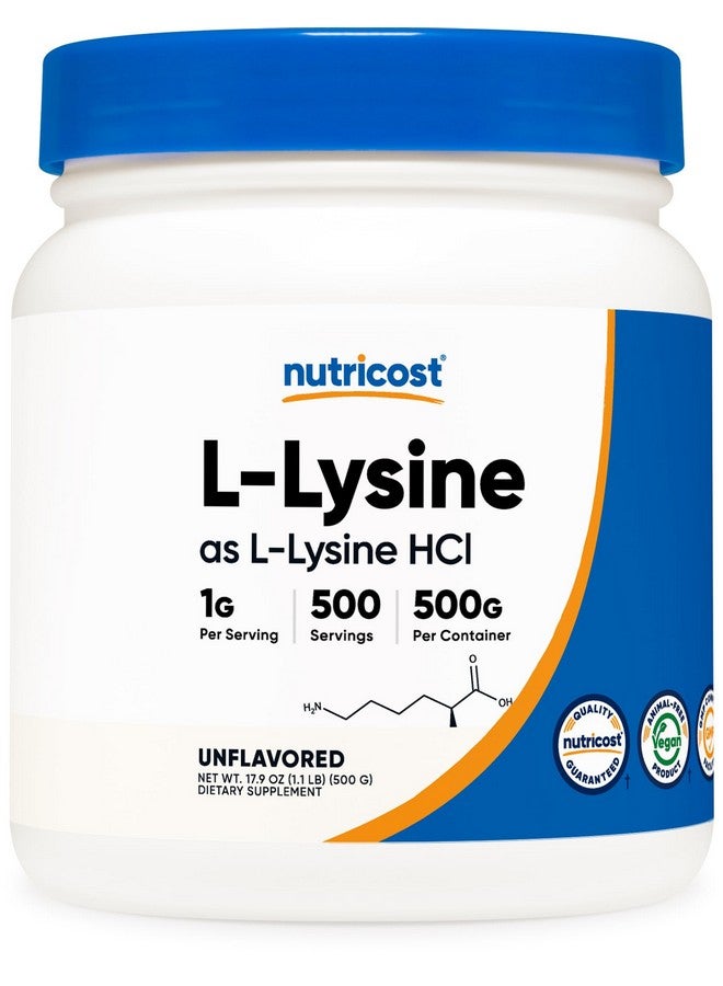 Nutricost L-Lysine Powder 500 Grams - Pure L-Lysine, Non-GMO, Gluten Free - Image 1