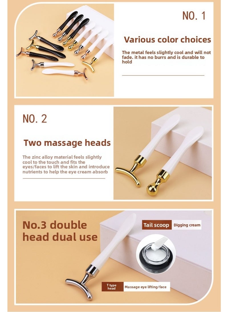 يوكانبي مجموعة من عصاتين لتدليك كريم العين – بمقبض أسود ورأس ذهبية وردية، متعددة الاستخدامات لتطبيق الكريمات والسيروم والمرطبات - Image 3