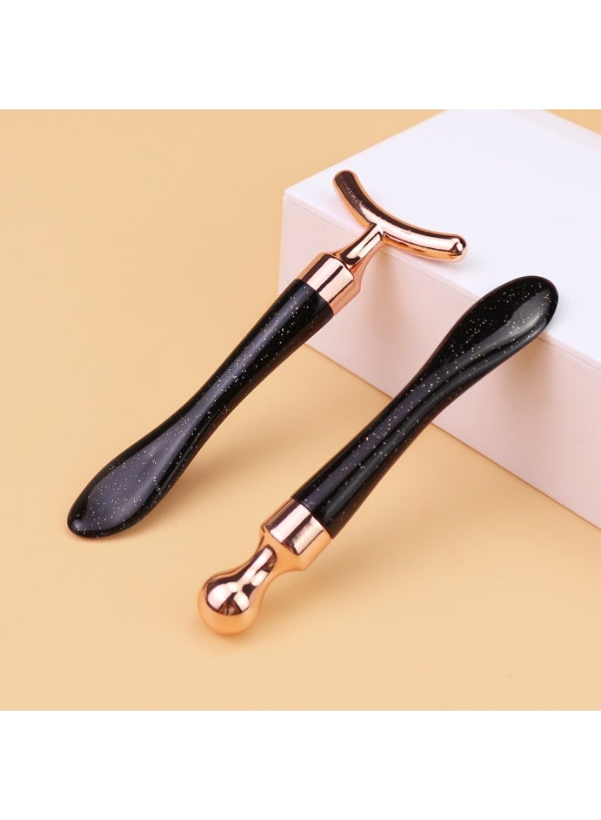 يوكانبي مجموعة من عصاتين لتدليك كريم العين – بمقبض أسود ورأس ذهبية وردية، متعددة الاستخدامات لتطبيق الكريمات والسيروم والمرطبات - Image 4