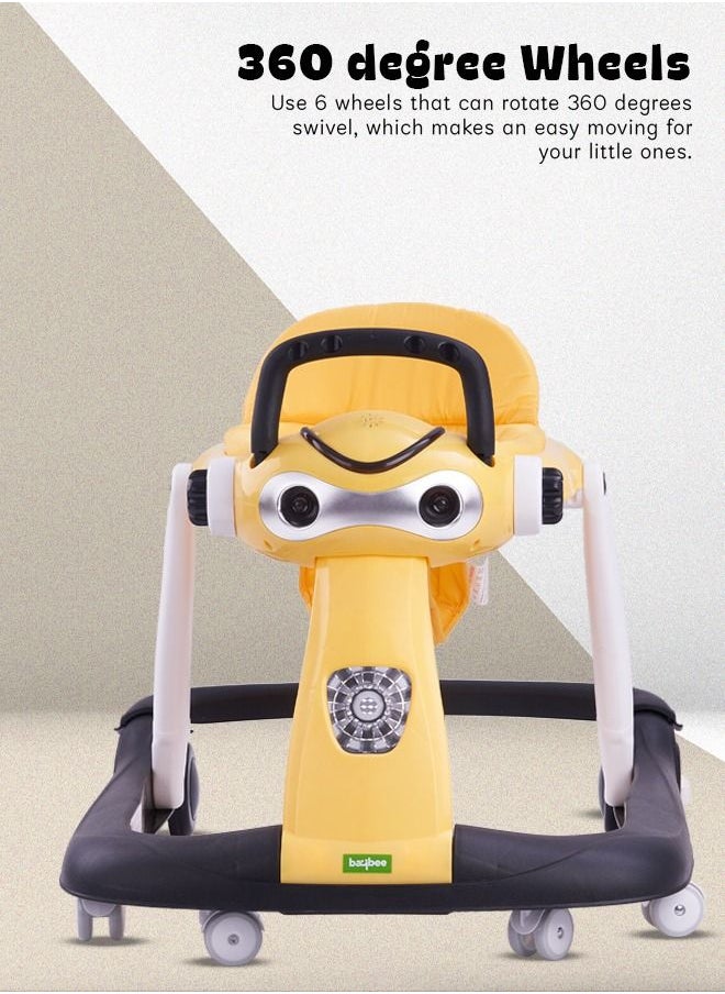 BAYBEE 2 In 1 Twist Pro Baby Walker Round Kids Walker For Baby With 3 Adjustable Height Removable Seat Led Light And Musical Toy Bar Baby Push Walker For Baby Boys Girls 6 To 24 Months Black  - Image 5