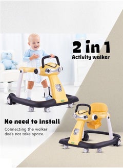 BAYBEE 2 In 1 Twist Pro Baby Walker Round Kids Walker For Baby With 3 Adjustable Height Removable Seat Led Light And Musical Toy Bar Baby Push Walker For Baby Boys Girls 6 To 24 Months Black  - Image 3