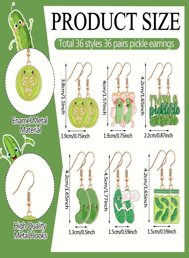 Nosiny 36 Pairs Halloween Earrings Bulk Funny Weird Dangle Drop Earrings Variety Pack Cute Ghost Pumpkin Bat Jewelry Sets for Women Halloween Holiday Party Gifts(Christmas Pickle) - Image 2