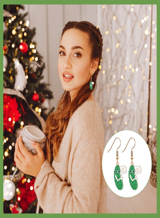 Nosiny 36 Pairs Halloween Earrings Bulk Funny Weird Dangle Drop Earrings Variety Pack Cute Ghost Pumpkin Bat Jewelry Sets for Women Halloween Holiday Party Gifts(Christmas Pickle) - Image 5