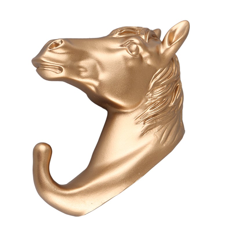 عصا حائط حيوانية بالراتنج Golden Horse - تصميم قرن قابل للإزالة بدون حفر، مادة متينة وعديمة السموم لمنزل، غرفة النوم، الحمام، مدخل المنزل - Image 5