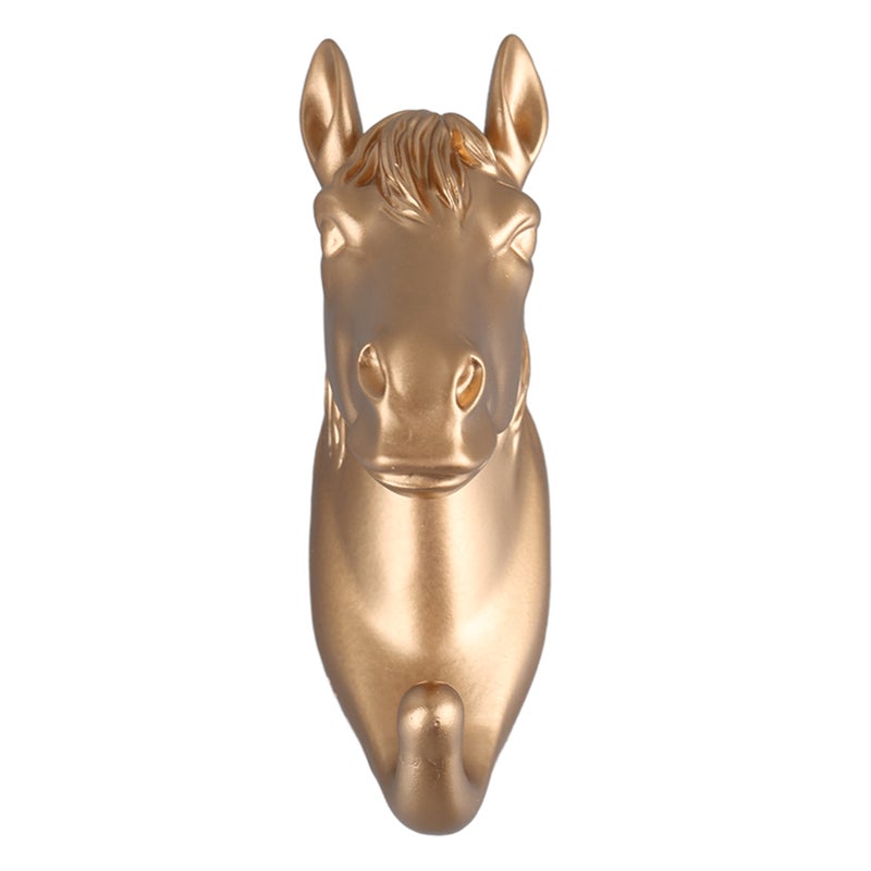 عصا حائط حيوانية بالراتنج Golden Horse - تصميم قرن قابل للإزالة بدون حفر، مادة متينة وعديمة السموم لمنزل، غرفة النوم، الحمام، مدخل المنزل - Image 2
