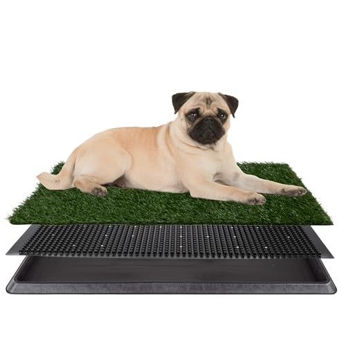 Artificial Grass Puppy Pee Pad for Dogs and Small Pets  16x20 Reusable 3Layer Training Potty Pad with Tray  Dog Housebreaking Supplies by PETMAKER