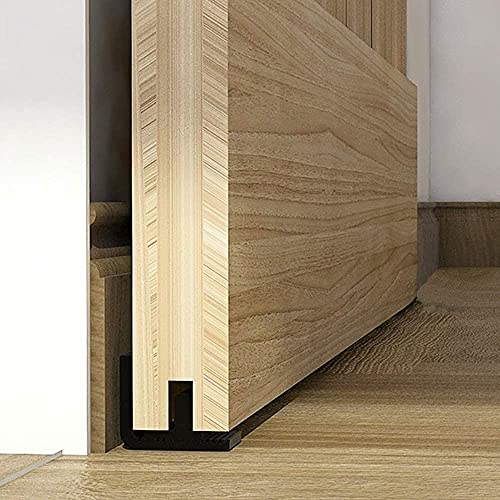 CCJH Sliding Barn Door Bottom Floor Guide Adjustable Wall Mount No Need for Ground Drilling（Black 1pcs - Image 2