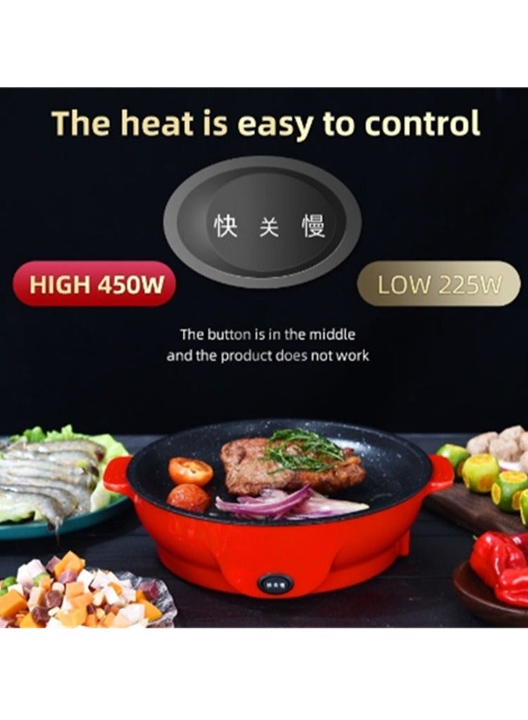 KYD Electric Grill Pan BBQ Teppanyaki Grill Pan Temperature Control Non Stick Household Multi-functional Small Baking Pan 600W Convenient Barbecue Oven Yellow 30 cm  - Image 5