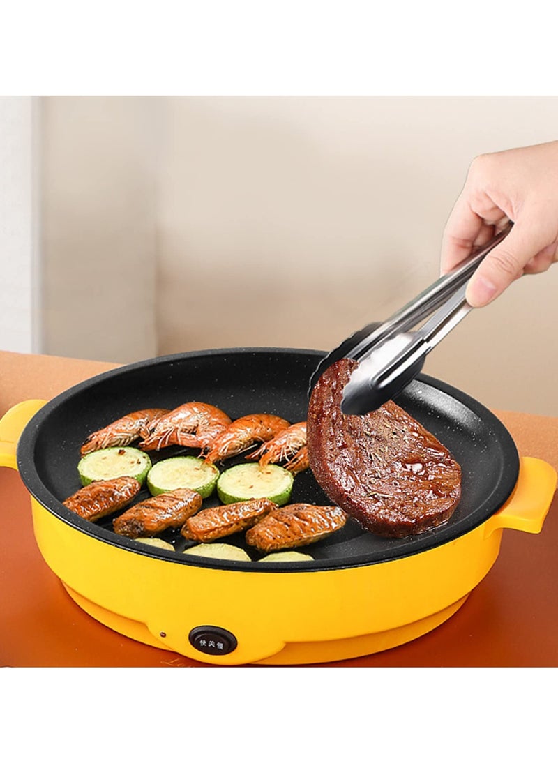 KYD Electric Grill Pan BBQ Teppanyaki Grill Pan Temperature Control Non Stick Household Multi-functional Small Baking Pan 600W Convenient Barbecue Oven Yellow 30 cm  - Image 3