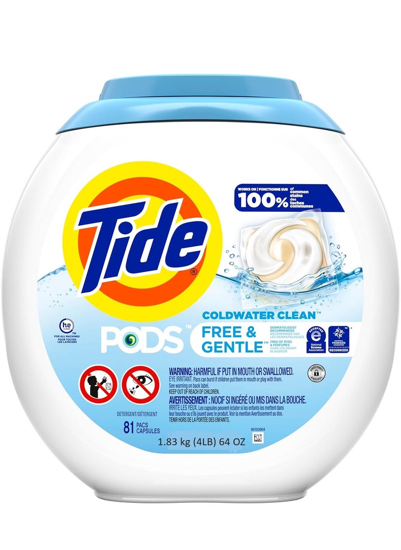 Tide PODS Free & Gentle Laundry Detergent Soap Pods, 81 Count (4 Lb)  - Image 1