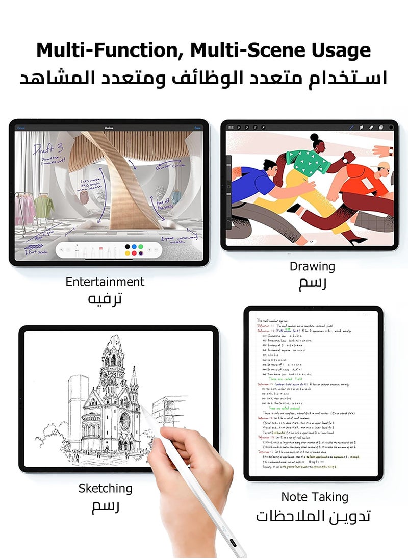 ايليجو - قلم ايباد لايباد الجيل التاسع والعاشر مع خاصية رفض راحة اليد، قلم ستايلس متوافق مع ايباد [2018-2024 جميع الأجيال]، ايباد 7/8/9/10، ايباد برو 11/12.9/13 انش (M4)، ايباد ميني 5/6 (A17 برو)، ايباد اير 3/4/5 (M2) (أبيض) - Image 1