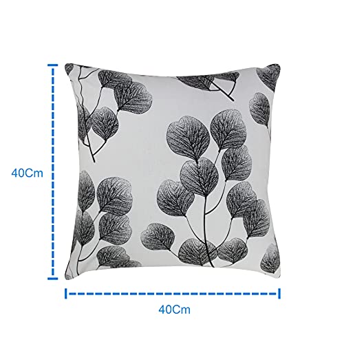 AIRWILL Cotton Root Leaf Themed Cushion Covers for Cushions & Pillows (Black&White, Pack of 5) - Image 2