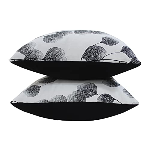 AIRWILL Cotton Root Leaf Themed Cushion Covers for Cushions & Pillows (Black&White, Pack of 5) - Image 4