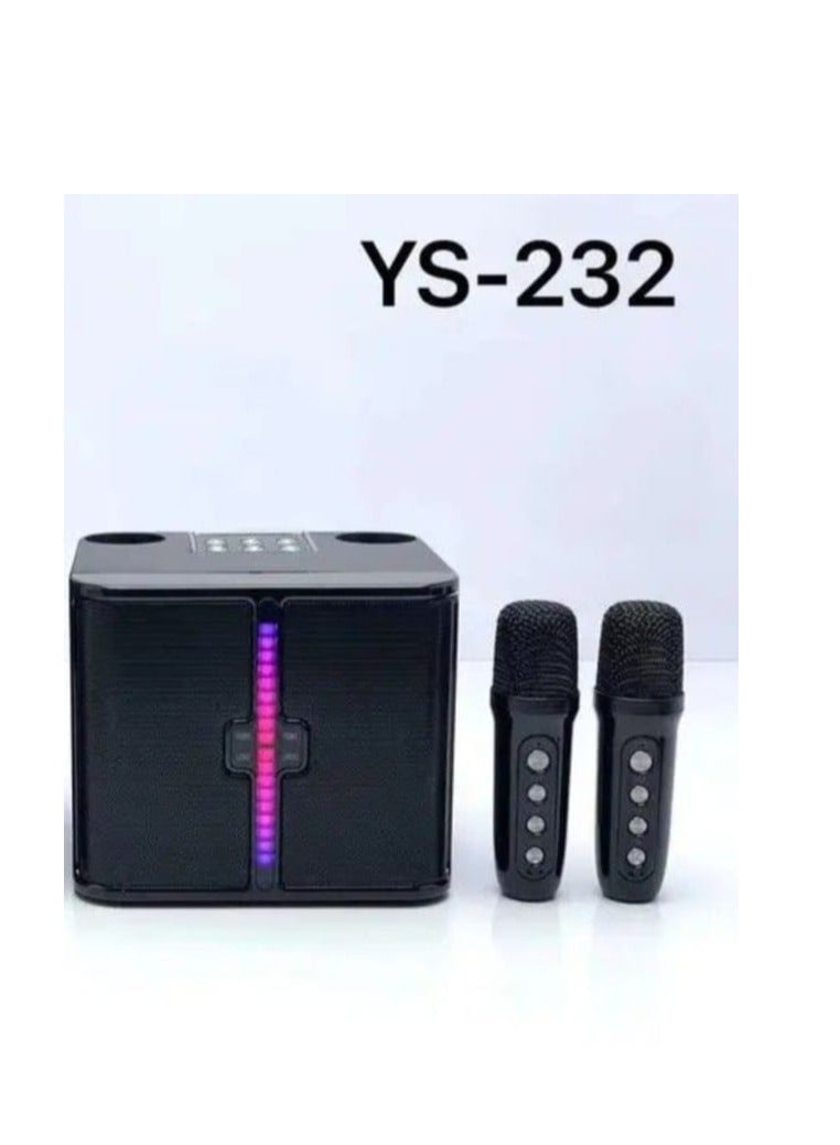 مكبر صوت YS-232 نظام مكبر صوت كاريوكي محمول بلوتوث مزود بإضاءة LED ملونة مع 2 ميكروفونات لاسلكية - Image 2