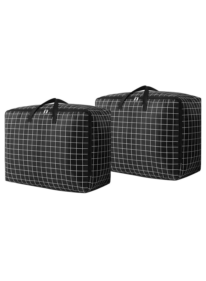 DUNISO 2 Pcs Storage Bags，Moving Bags with Strong Zippers & Carrying Handles, Large Heavy Duty Organizer Bags，Space Saving，Waterproof，Dustproof Suitable for Camping, Moving, Traveling, Business Travel，70*50*30cm - Image 1