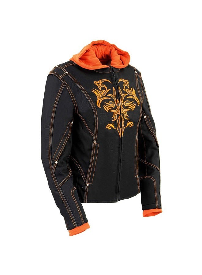 NEXGEN Women's Doulon 1300 Nylon Twill Fleece Hooded Jacket (Black/Orange, XX-Large) - Image 1
