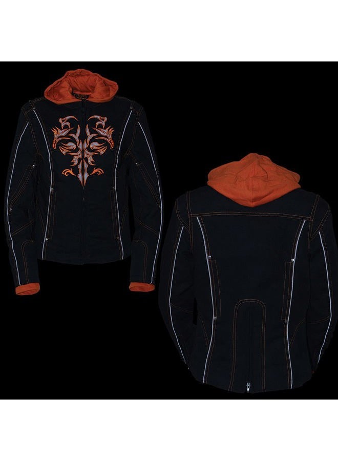 NEXGEN Women's Doulon 1300 Nylon Twill Fleece Hooded Jacket (Black/Orange, XX-Large) - Image 5