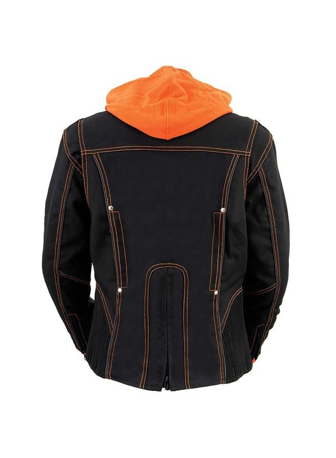 NEXGEN Women's Doulon 1300 Nylon Twill Fleece Hooded Jacket (Black/Orange, XX-Large) - Image 2