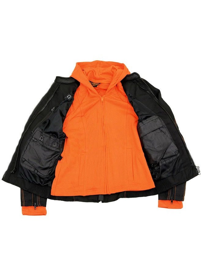 NEXGEN Women's Doulon 1300 Nylon Twill Fleece Hooded Jacket (Black/Orange, XX-Large) - Image 4