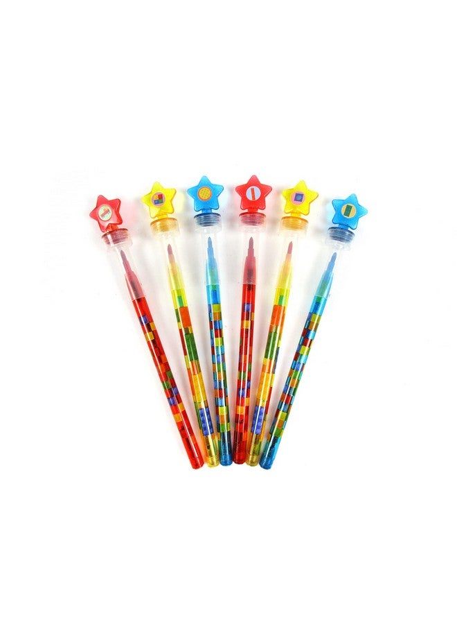 TINYMILLS 24 Pcs Color Blocks Brick 2 in 1 Stackable Stacking Crayon with Extra Stamper Topper, Kids Party Favors, Goodie Bag Stuffers, Classroom Rewards, Prizes - Image 3