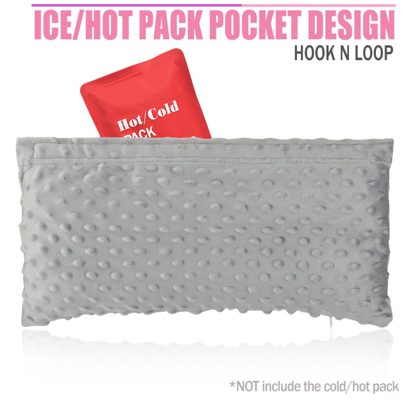 HapiPoppy Hysterectomy Seatbelt Pillow Post Abdominal Surgery Myomectomy Pillows with Pocket for Ice/Hot Packs Breast Reduction Belly Incision Tummy Tuck C-Section Recovery Patients Gifts Minky Dot Light Gray - Image 5