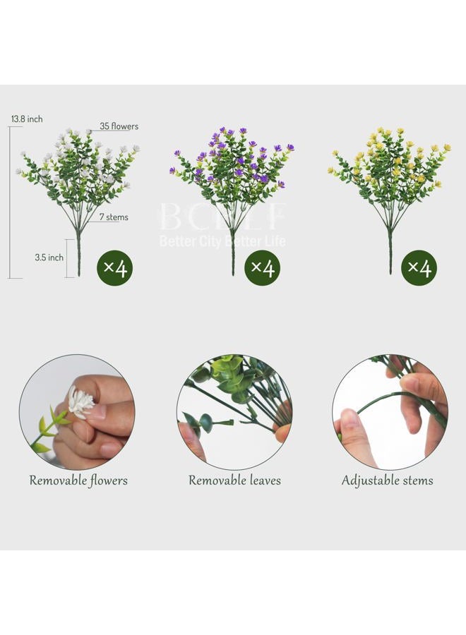 BCBLF Artificial Flowers for Outdoors, 12 Bundles UV Resistant Realistic Faux Plants for Outside Porch Planter, Spring Summer Home Garden Decoration - Image 2