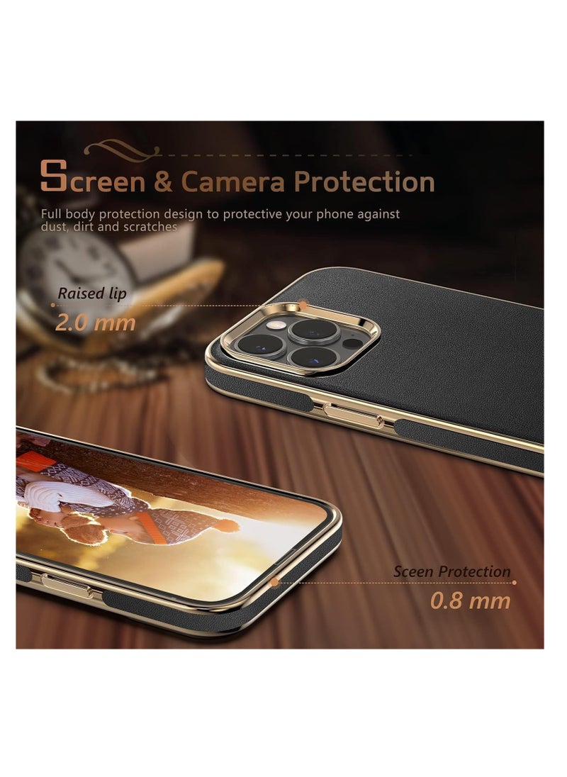 Aookay - Compatible for iPhone 15 Pro Max case, Luxury Leather Business Premium Classic Cover, Anti-Slip, Scratch Resistance phone case (15 Pro Max, Black) - Image 1