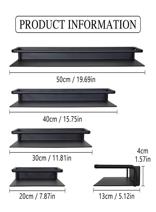 RFOUO Small Shelf for Wall, Small Floating Shelf, Black Wall Shelves, Metal Bathroom Shelves, Metal Floating Shelves for Bathroom Bedroom Kitchen (Black, 8Inch) - Image 4
